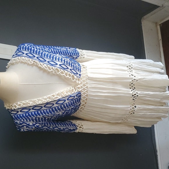 Free People Blue and Cream Mini Dress - Picture 2 of 13